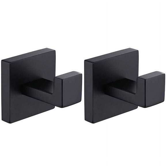 Black Towel Hook Stainless Steel Bathroom Rust Proof Clothes Towel Coat Hook Square Toilet Kitchen Heavy Duty Door Hanger