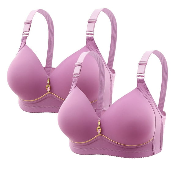 Sujetador de nailon para mujer, 2 piezas, color liso, sin costuras, con realce, suave y soporte, para uso diario.