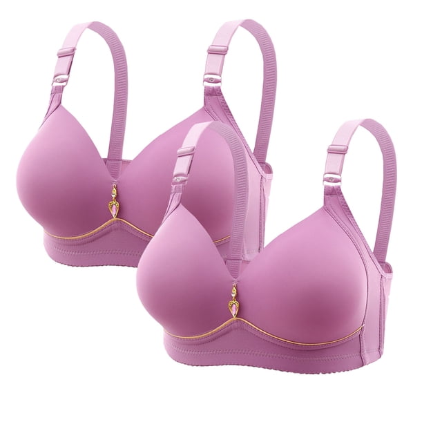 Sujetador de nailon para mujer, 2 piezas, color liso, sin costuras, con realce, suave y soporte, para uso diario.