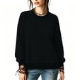 thumbnail image 2 of ClodeEU Women's Crew Neck Long Sleeve Sweatshirt,Casual Loose Fit Pullover Top Black,Women's Plus M, 2 of 9