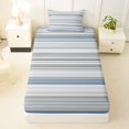 thumbnail image 4 of Castle Fairy Retro Horizontal Stripe Twin Sheets 3pcs,Minimalism Thin Line Bedding,Blue Gray White,1 Flat Sheet, 1 Fitted Sheet and 1 Pillowcase, 4 of 7