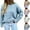 Light Blue, variant on Lovskoo 2024 Sweaters for Women Casual Round Neck Long Sleeved Knitted Pullover Round Neck Sweater Light Blue
