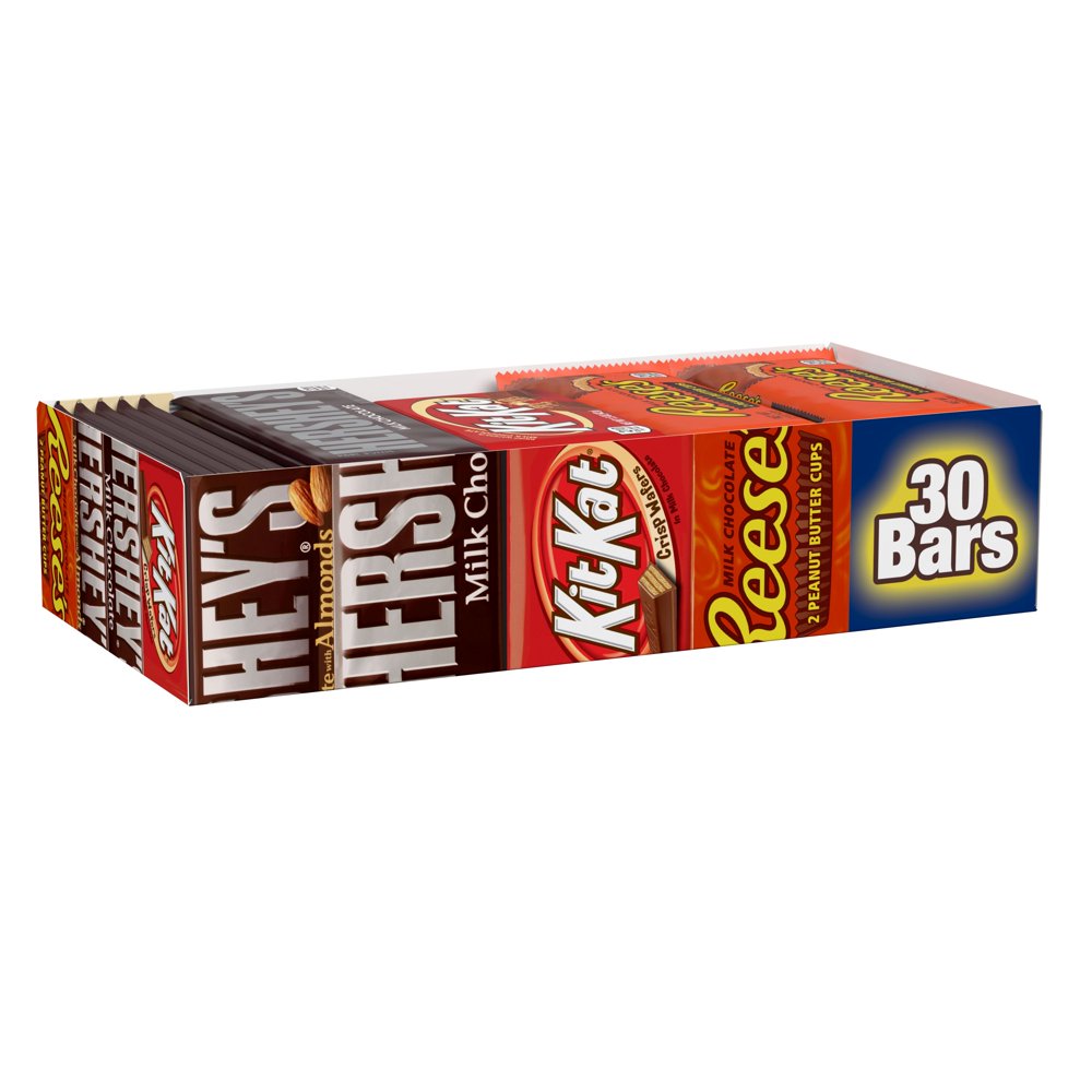 Hershey Assorted Chocolate Candy Bars, Bulk, 45 oz, Pack (30 ct)