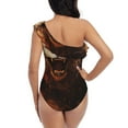 thumbnail image 5 of Sikiie Cool Fire Lion Print Women One Piece Swimsuits Tummy Control One Shoulder Bathing Suits Ruffle Swimwear, From S to XXL-XX-Large, 5 of 6