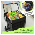 thumbnail image 4 of Stairs Climbing Shopping Cart w/Waterproof Basket Liner & 360° Swivel Wheels | Foldable Collapsible & Lightweight | Perfect for Groceries Laundry Utility Cart - Black, 4 of 6