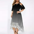 thumbnail image 3 of ibuvkizy Women Plus Size Dress,Womens Fashion Summer Dress,Plus Size Women Sexy Ruffle Strapless Splicing Lace Splicing Short Sleeve Dresses,Maxi Dress,Sun Dresses,Maxi Dresses for Women, 3 of 7