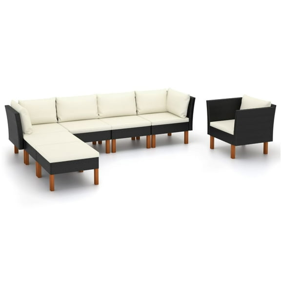 vidaXL Garden Lounge Set Black and Cream