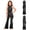 Black, variant on Girls Wedding Party Bell-bottom Pants Sparkly Latin Jazz Dance Bodysuit Romper Overalls Wide Leg Jumpsuit Royal Blue 6