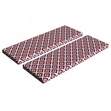 

Geometric Bench Cushion Set of 2 Triangles Shaped Squared Mosaic Like Seamless Pattern Art Print Standard Size Foam Pad and Decorative Cover Plum Marigold White by Ambesonne