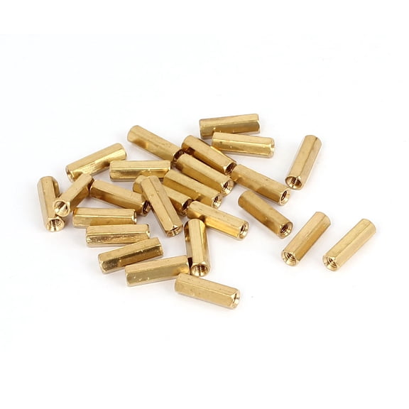 Unique Bargains M3 x 15mm Female Thread Brass Hex Standoff Spacers Rod Spacer Coupler Nut 25Pcs