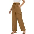 thumbnail image 4 of ZHYou Womens Cargo Pants with Pockets,Lightweight, Hiking,Casual Elastic Waist Pants for Women ,Khaki,Size 2XL, 4 of 8