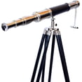 thumbnail image 2 of Vintage Style Marine Design Nautical Single Barrel Telescope Silver/Chrome Black Floor Standing Tripod, 2 of 3