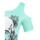 thumbnail image 4 of Camiseta de Talla Extra con Estampado de Flores de Calaveras Rosegal  Camisetas tallas grandes, 4 of 5