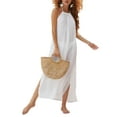 thumbnail image 3 of Lucakuins Mujeres Bikini Cover-ups Verano Color sólido Suelto Sin espalda Slit Halterneck Traje de baño para la playa Traje de baño Lucakuins  moda, 3 of 6