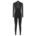 thumbnail image 5 of Aislor Women's Rhinestone Unitard One Piece Dance Bodysuit Gymnastics Leotard Figure Ice Skating Jumpsuit Black L, 5 of 7