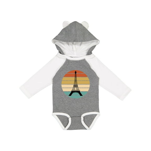 Inktastic Paris Eiffel Tower Retro Sunset Boys or Girls Long Sleeve Baby Bodysuit