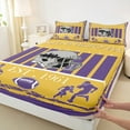 thumbnail image 3 of Homewish Minnesota City Silhouette Queen Sheet Sets,Rugby Sport Theme Flat Sheet,Purple Yellow Queen Fitted Sheet For Boys Kids,Microfiber Bedroom Decor,4 Pieces, 3 of 7