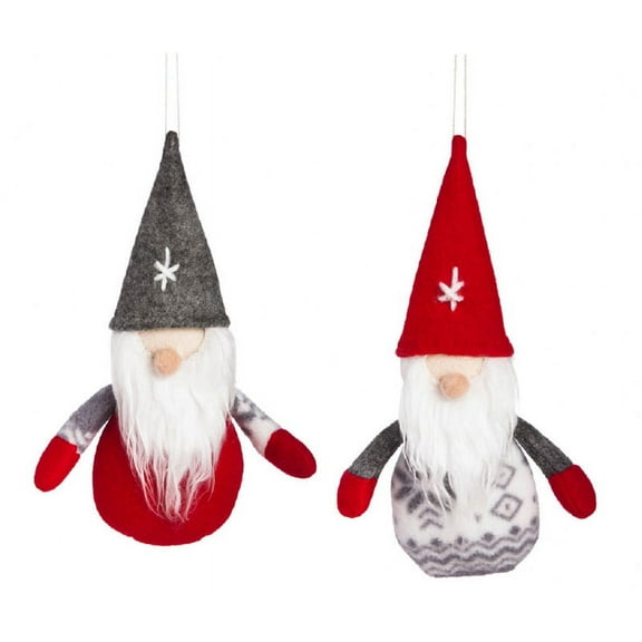 Evergreen Nordic Winter Santa Plush Ornament, 2 Assorted, 2'' x 7.9'' x 4.7'' inches