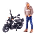 thumbnail image 1 of 1/64 Male Figure Driving Motorcycle Miniature Tiny Layout Desktop Ornament Gray Black, 1 of 8