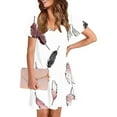 thumbnail image 4 of YuXingFu Plus Size Women's Dress Sexy Dresses - Floral, V-Neck, Short Sleeve, Midi for 2026 White L, 4 of 8