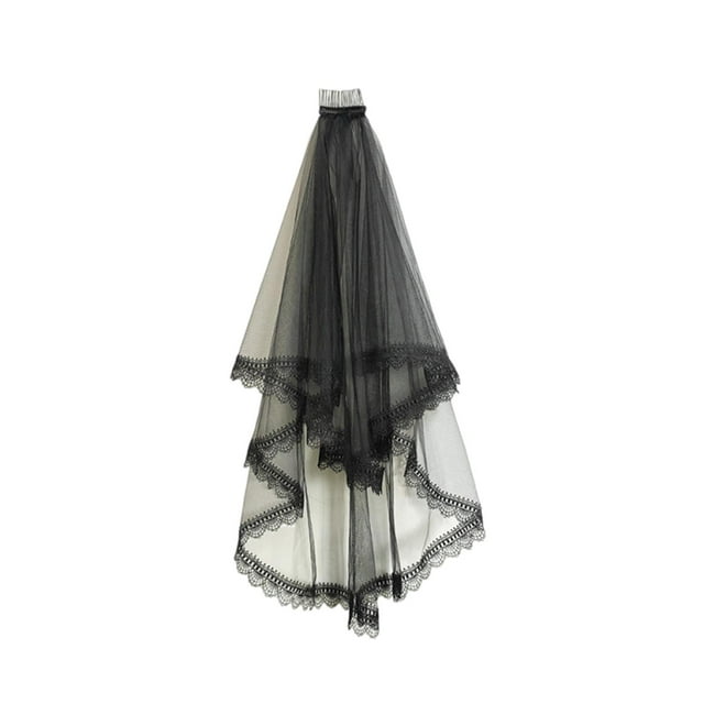 MERIGLARE Voile de Mariée en Maille pour Femmes pour Fête Costume d'Halloween Double Niveau