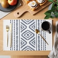 thumbnail image 2 of Navy Blue Boho Placemats Set of 6, Vintage Southwestern Geometric Stripes Placemats for Dining Table, Place Mats for Kitchen Tabletop, Waterproof Wipeable Dining Table Mats Set, 2 of 9