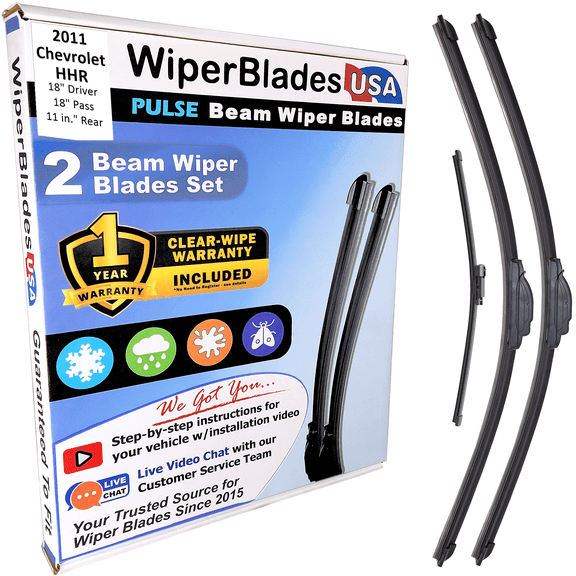 2011 Chevrolet HHR Beam Wiper Blades Wipers w/1yr Warranty (Set of 3) w/Rear Wiper (WiperBladesUSA)