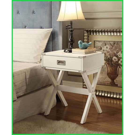 White Square Coffee Table with 15”x9”x3” Drawer - Space-Saving, Sturdy & Modern for Living Room