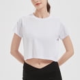 thumbnail image 2 of cfhntfmh Gym Tops for Women Short Sleeve Shirts Round Neck Crop Tops Basic T-Shirt Athletic Workout Tops, 2 of 3