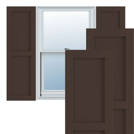 

Ekena Millwork 15 W x 50 H True Fit PVC Two Equal Flat Panel Shutters Raisin Brown (Per Pair - Hardware Not Included)