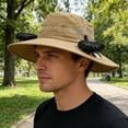 thumbnail image 4 of Cool Fan Hat Adjustable Wide Brim Sun Hat with 2 Silent Rechargeable Fans for Women Men, Breathable Waterproof Fabric, Detachable Fans, Sun Protection for Camping Beach Summer Outdoor Khaki, 4 of 6