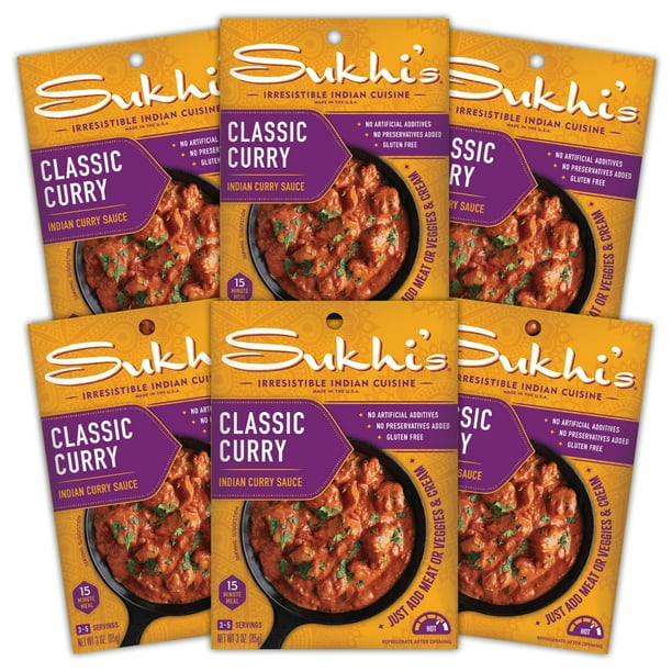 Sukhi's GlutenFree Indian Sauce, Classic Curry, 3 Ounce (Pack of 6