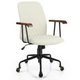 thumbnail image 1 of Gymax Velvet Home Office Chair Swivel Adjustable Task Chair w/ Wooden Armrest Beige, 1 of 10