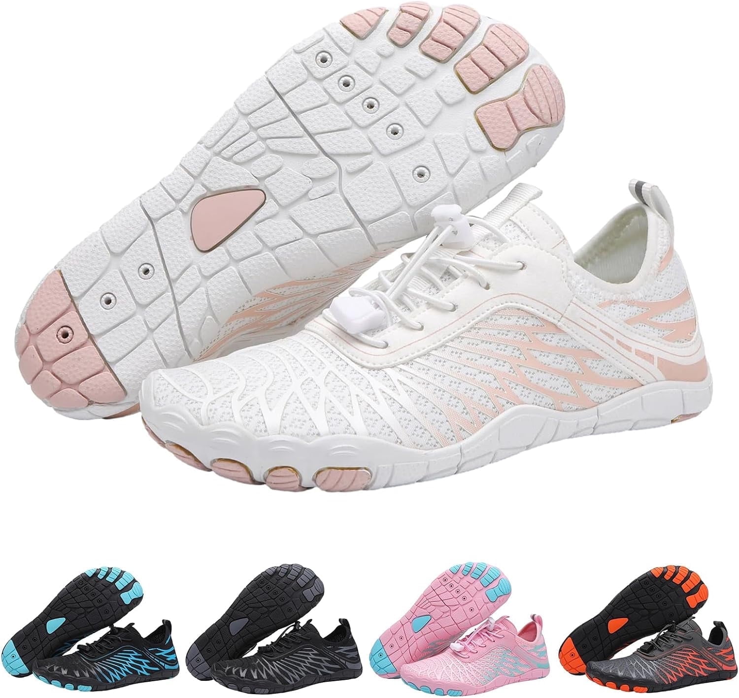 Barefoot Shoes for Women, Quick Dry Non-Slip Aqua Swim Shoes, Breathable Slip-on Beach Wide Toe Water Shoes, Lightweight Hike Footwear Barefoot Womens for Walking, Fishing, Surfing, Yoga