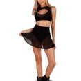 thumbnail image 6 of Douhoow Women Sheer Mesh Mini Skirt Solid Color High Waist See Through Skirt Beach Cover-ups, 6 of 9