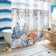 thumbnail image 5 of No Hook Shower Curtain, Blue Coastal Shower Curtains for Bathroom with See Through Top Window, Summer Beach Starfish Weeping Eucalyptus Ombre Waterproof & Washable Bath Curtain Standard 72"x72", 5 of 9