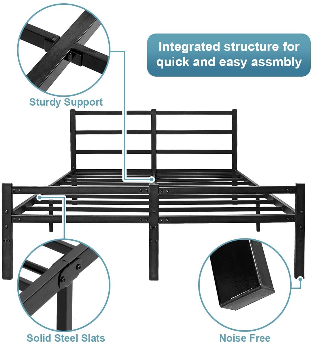 Buy KingSo Full Bed Frames with Headboard,Black 14 Inch Metal Platform