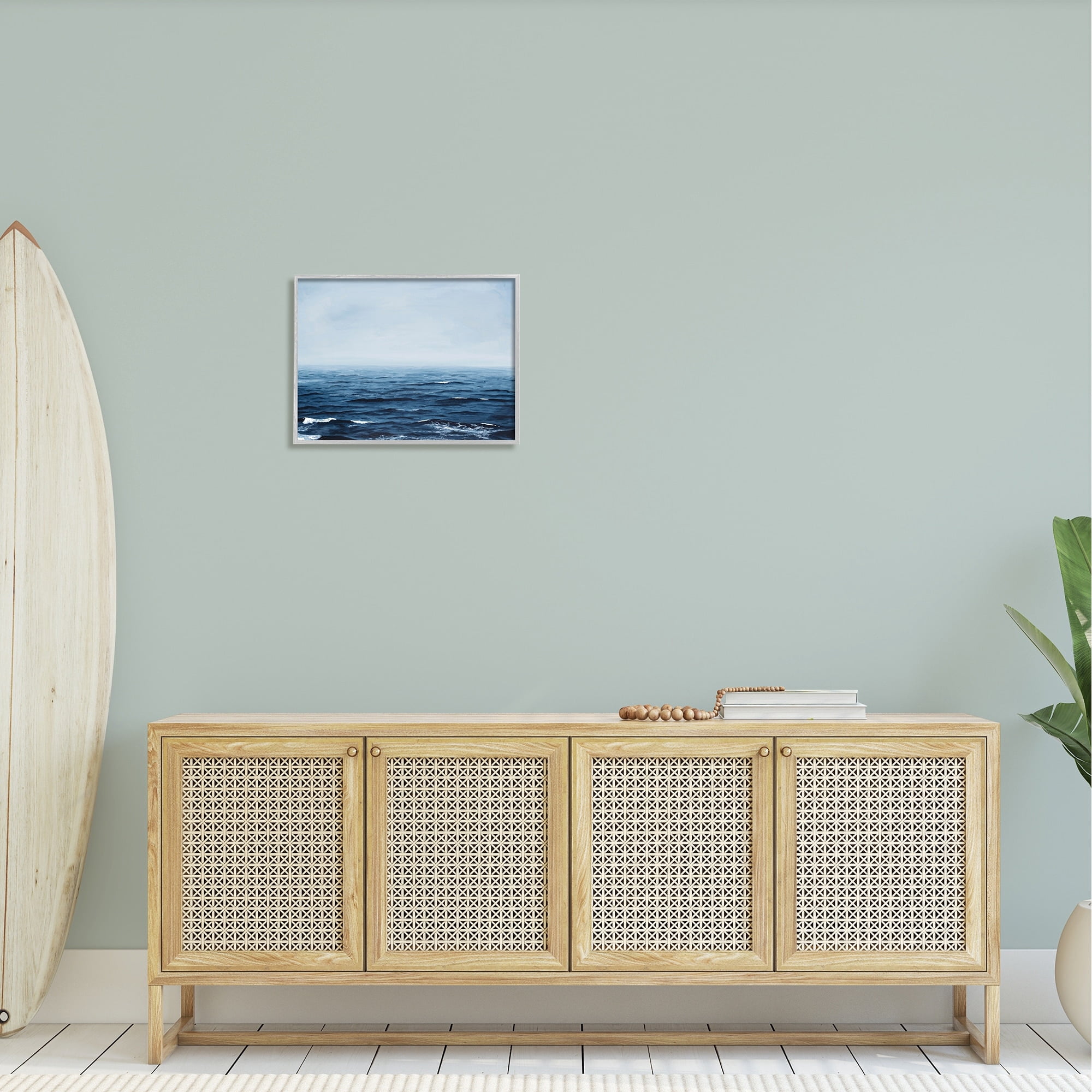Stupell Industries Choppy Ocean Water Waves Foggy Nautical Horizon Photograph Gray Framed Art Print Wall Art, Design by Michael Willett