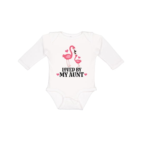 Inktastic My Aunt Loves Me Flamingo Niece Girls Long Sleeve Baby Bodysuit