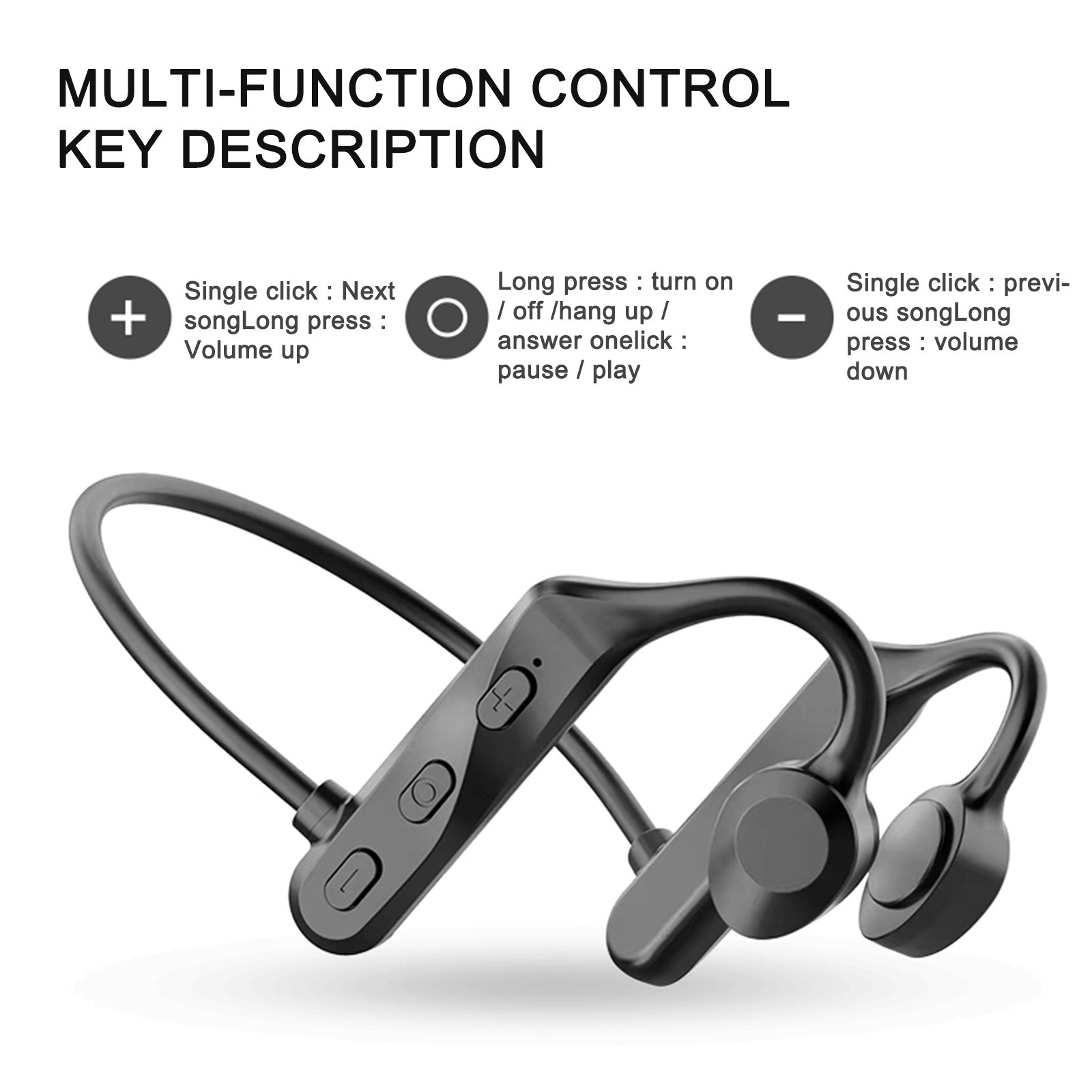 EQWLJWE True Conduction Concept Bluetooth Headset Does Not Enter The Ear, Wireless Sports, Comfortable To Wear And Waterproof Bluetooth Headset Holiday Clearance - image 2 of 2