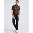 thumbnail image 5 of INCERUN Men's Sexy Short Sleeve Mesh Lace Floral Shirts  Party Tee Tops, 5 of 8