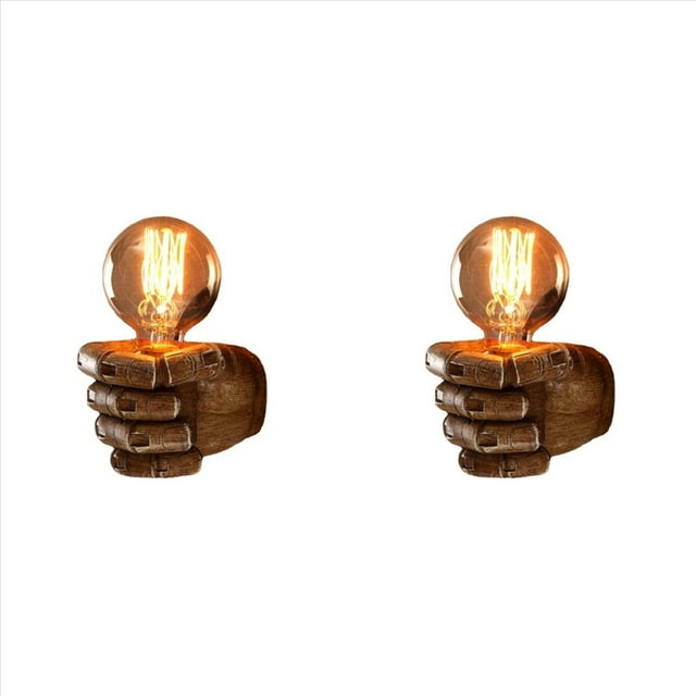 2X Lámpara de Pared de Resina Estilo Nórdico Retro con Puño Derecho, Aplique de Pared, Decoración para el Hogar, Restaurante, Bar, Mano Derecha.