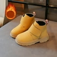 thumbnail image 2 of XXWXYD Boots for Baby Boys Toddler Little Kid Warm Furry Winter Ankle Flat Snow Boot Snowproof Solid Color Boots Rubber Sole for Every Cold Day(6-7 Years,Gold), 2 of 6