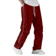 thumbnail image 2 of Dwellite Casual Track Pants for Men Side Striped Baggy Wide Leg Parachute Pants Streetwear Elastic Waist Lounge Pants with Pockets 2026 Wine M, 2 of 9