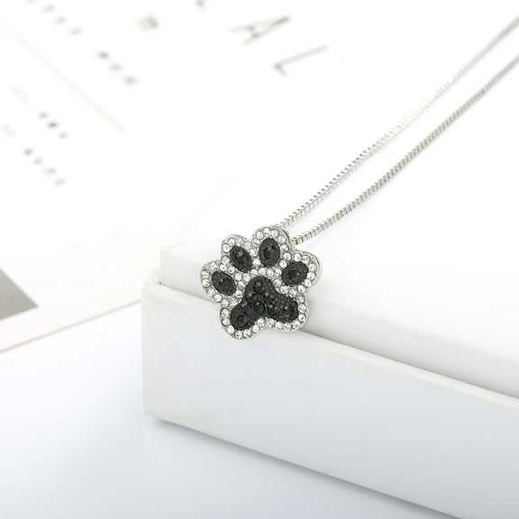 LABSERRON Crystal Dog Paw Pendant Necklace for Women Made of Alloy in Black Color Perfect for Wearing 0.24 Inches