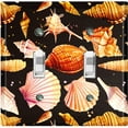 thumbnail image 1 of Metal Light Switch Wall Plate Outlet Cover (Colorful Sea Shells Pattern Black - Double Toggle), 1 of 2
