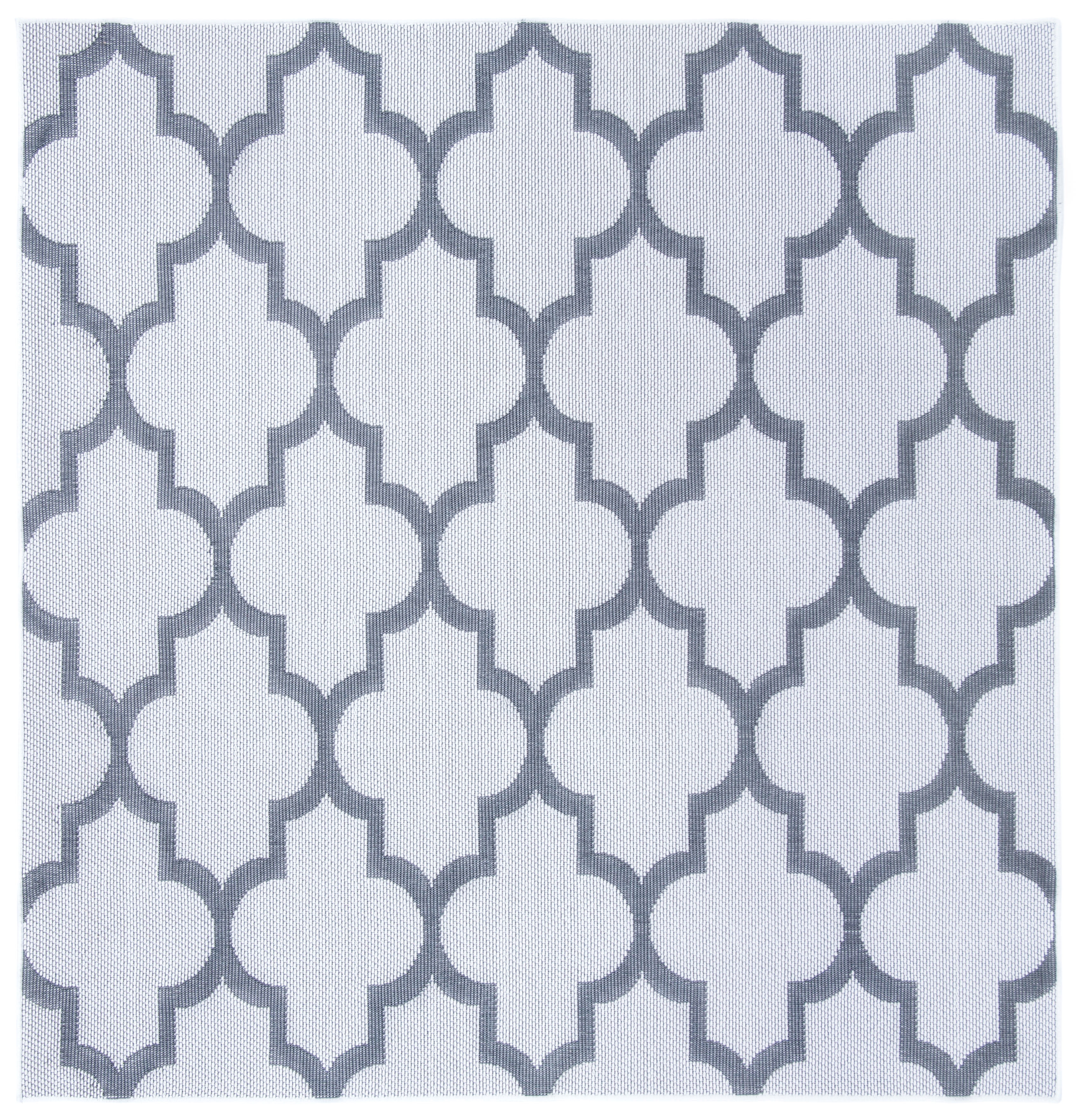 SAFAVIEH Machine Washable Rug Indoor/Outdoor Bermuda Collection - Bermuda Abraham Geometric Quatrefoil Indoor/Outdoor Area Rug Ivory/Grey, 6'7" x 6'7" Square