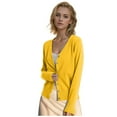 thumbnail image 5 of Wool Cardigan Sweaters for Women Button Front Long Sleeve V Neck Sweater Lightweight Skin-Friendly Kintted Cropped Cardigans, Yellow Size L, 5 of 5