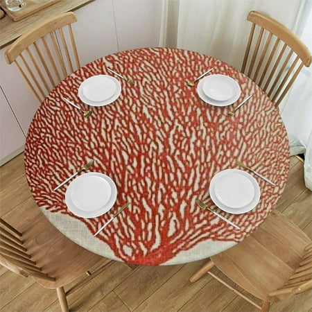 

SHERONV Coral Round Stain-Resistant Tablecloth Waterproof Fabric 46 -50