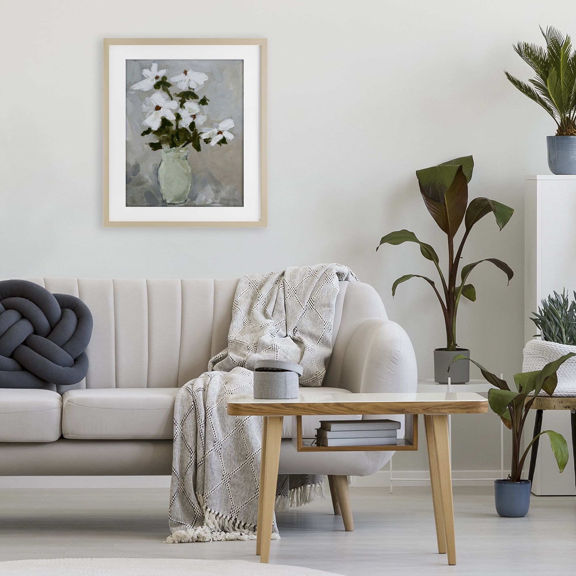 Stupell Industries Cosmos Flowers Serene Rustic Vase Birch Framed Print Under Glass, design by Chloe Elliot